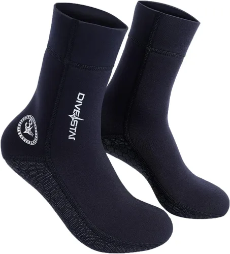 DIVESTAR Calcetines de neopreno de buceo para hombres y mujeres, 0.118 pulgadas, 0.118 pulgadas, negro/camuflaje, calcetines de buceo para deportes
