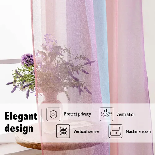 Miniatura 5 de Anytime Paneles de Cortinas Transparentes Arcoíris para Sala de Estar Elegantes Juegos de Tratamiento de Ventanas Translúcidas Filtrantes de Luz