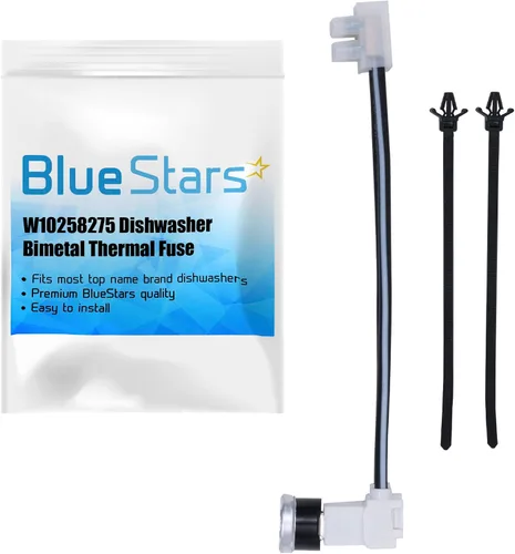 BlueStars W10258275 Fusible térmico bimetálico para lavavajillas, compatible con lavavajillas Whirlpool Kenmore, instrucciones claras incluidas y