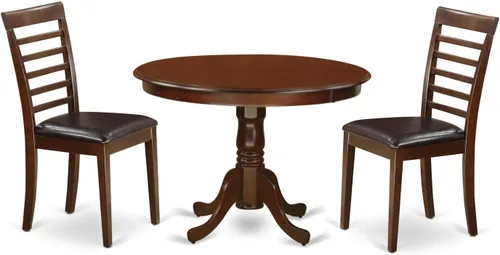 Miniatura 8 de East West Furniture HLML5-MAH-LC - Juego de mesa de comedor de 5 piezas para 4 personas, incluye una mesa de cocina redonda con pedestal y 4 sillas
