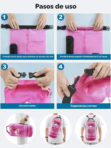 Miniatura 5 de HEETA Bolsa Seca Impermeable para Mujeres y Hombres, 5L/10L/20L/30L/40L Tapa Enrollable Bolsa de Almacenamiento Seca Ligera Mochila con Funda