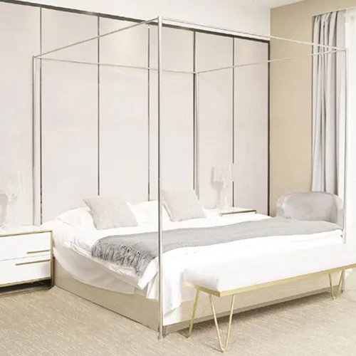 Miniatura 10 de Obokidly Elegante cortina opaca de estrella negra con borde de bola blanca de 4 postes en las esquinas, decoración de dormitorio para adultos