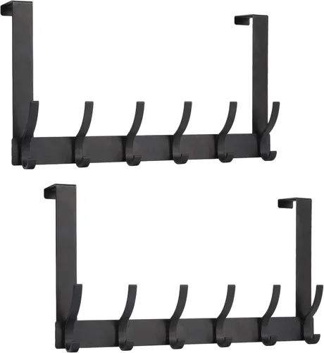 Miniatura 11 de Optish Ganchos sobre la Puerta, Ganchos Colgadores de Puerta para Colgar, Toalleros sobre las Puertas para Baño con 12 Ganchos para Abrigos, Negro