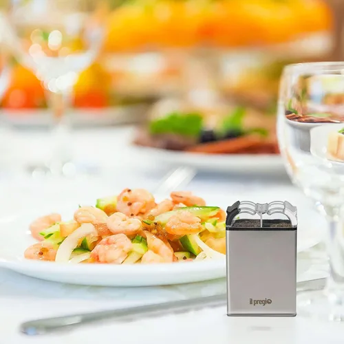 Miniatura 6 de Salero y pimentero – Coctelera de acero inoxidable de doble especia – Dispensador de sal y pimienta 2 en 1 con agujeros de vertido ajustables 2.3
