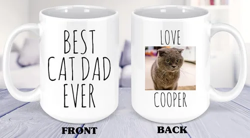 Miniatura 3 de Taza personalizada con el mejor papá del gato, taza de fotos para los amantes de los gatos, taza personalizada para dueños de mascotas, regalo