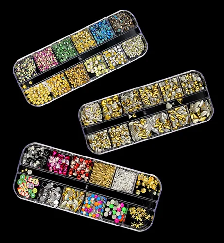 Miniatura 2 de 3000 piezas (5 cajas) Nail Art Rhinestone Set Adornos de Uñas Estilo 3