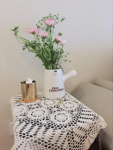 Miniatura 6 de Camino de mesa de encaje de ganchillo hecho a mano de algodón, manteles cuadrados, tapetes, tocador, bufanda, decoración, 19 pulgadas, beige