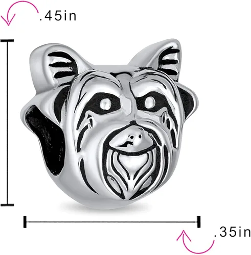 Miniatura 3 de Pet Animal Lover BFF orejas flexibles cachorro perro show caniche Yorkie Frenchie Chihuahua hueso abalorio para mujeres adolescentes oxidado plata