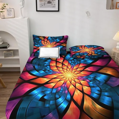 Miniatura 3 de Juego de sábanas abstractas tamaño individual, sábanas de microfibra suave, bolsillo profundo, sábanas y fundas de almohada estampadas sin arrugas