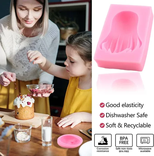 Miniatura 5 de ZiXiang Moldes de silicona para el cabello de muñeca, molde de fondant de cara humana para decoración de pasteles, caramelo y chocolate, polimero