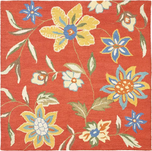 Miniatura 12 de SAFAVIEH Blossom Collection BLM673A - Alfombra redonda de lana de primera calidad, hecha a mano, 6 pies, color óxido y multicolor