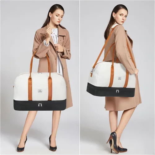 Miniatura 174 de IBFUN Bolsas de fin de semana para mujer, bolsa grande de lona para viaje, bolsa de viaje con compartimento para zapatos, 21 pulgadas, juego de 3