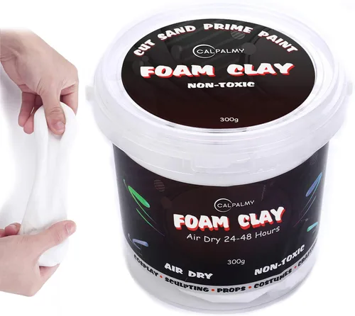 Miniatura 16 de CALPALMY Arcilla seca al aire (bolsa de 1.1 libras) – Arcilla de espuma blanca moldeable para cosplay – Arcilla suave de secado al aire para niños