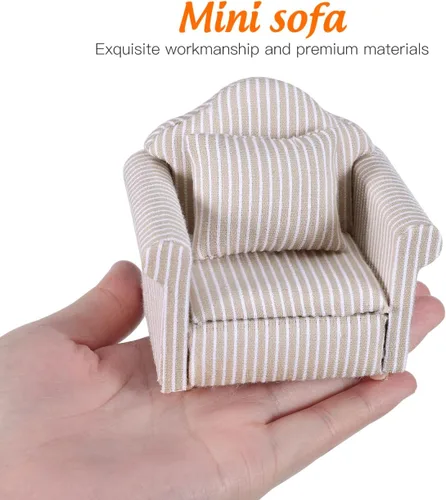 Miniatura 9 de Toddmomy Muebles en miniatura de 3 piezas, juego de sofá de casa de muñecas de 1 a 12 escalas, modelos realistas para casa de muñecas, sala
