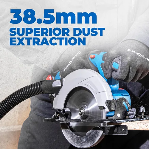 Miniatura 5 de Dong Cheng Sierra Circular Inalámbrica de 6-1/2 Pulgadas 840W, Profundidad de Corte 59mm, Ajustable de 0-50° con Adaptador de Recolección de Polvo