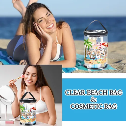 Miniatura 6 de Sanwuta - Neceser de regalos de playa, resistente, transparente, para loción, bolsas de aseo para viajes, protector solar, maquillaje, estuche