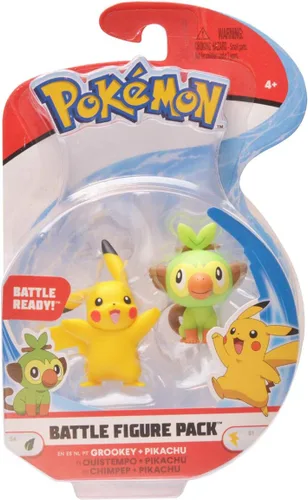 Miniatura 3 de Pokemon ACCIÓN DE BATALLA DE LA ESPADA Y ESCUELO NUEVO Figura 2 Paquete - Pikachu y Grookey Figuras de 2 pulgadas Pikachu & Rooky