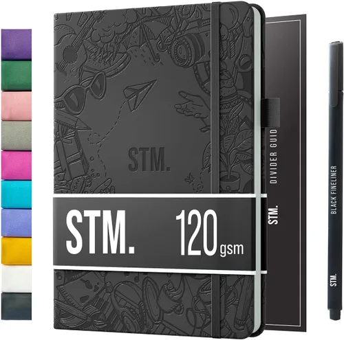 Miniatura 32 de Cuaderno de diario con puntos y cuadrícula A5 Cuadernos diarios en blanco para escritura personal, trabajo, mujeres Papel grueso de 120gsm, tapa