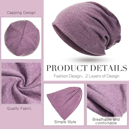 Miniatura 7 de Gorro holgado de 4 piezas, gorro para dormir, gorro de dormir holgado de punto con calavera para hombres y mujeres