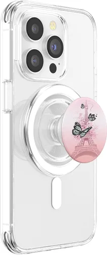 Miniatura 3 de París Francia Torre Eiffel mariposa rosa para niñas PopSockets PopGrip: agarre intercambiable para teléfonos y tabletas PopSockets MagSafe PopGrip