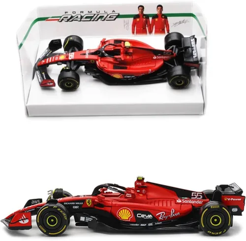 Miniatura 6 de HTLNUZD Bburago 2023 1/43 SF23#55 - Modelo de coche de carreras para F1 Scuderia Ferrari 1:43 SF23#55 Sainz aleación coche fundido a presión