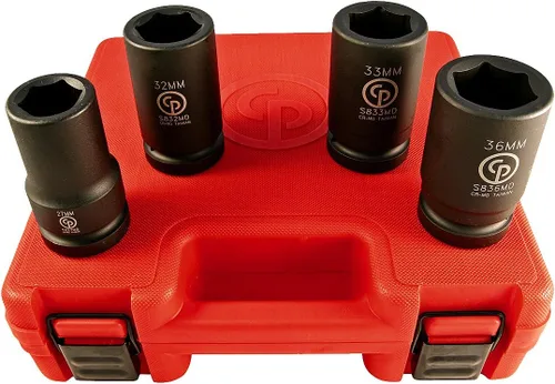 Chicago Pneumatic SS814D - Unidad cuadrada de 1 pulgada, métrica profunda, 6 puntos, juego de llaves de impacto (4 piezas)