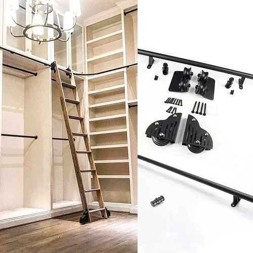 XFSHKJS Escalera móvil de tubo redondo de 3.3 pies y 20 pies, con ruedas de rodillos de suelo (sin escalera), biblioteca de herramientas de escalera