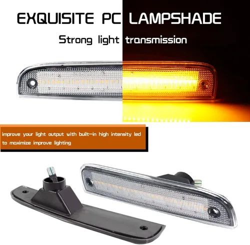 Miniatura 2 de Kit de lentes transparentes LED ámbar compatible con Jeep Cherokee 1997 1998 1999 2000 2001 Luz marcador de estacionamiento lateral de parachoques