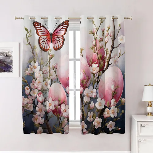 Miniatura 87 de Cortinas opacas de cocina con pintura al óleo de Europa rosa y negra para ventanas, cenefas opacas modernas de torre Eiffel de poliéster multicapa