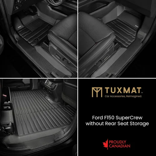 Miniatura 2 de TuxMat - para Ford F150 SuperCrew sin almacenamiento plegable en el asiento trasero, modelos 2021-2026 - Tapetes personalizados para auto, máxima