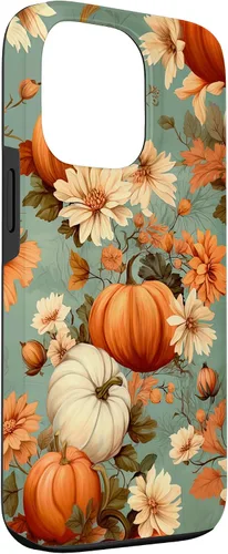 Miniatura 3 de Funda con temática de otoño para iPhone 13 Pro, diseño vintage de calabaza y calabaza para mujer