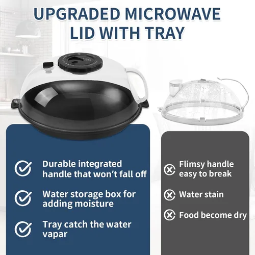 Miniatura 5 de Tapa Protectora contra Salpicaduras para Microondas de 10.2 Pulgadas con Vaporizador de Agua, Protector Transparente contra Salpicaduras