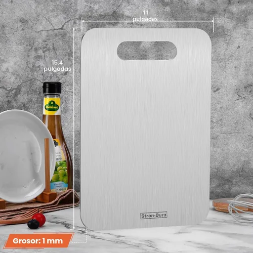 Miniatura 7 de Stron-Dura - Tabla de cortar de acero inoxidable 304 de grado alimenticio para cocina, para cortar carne, frutas, verduras, exteriores o interiores