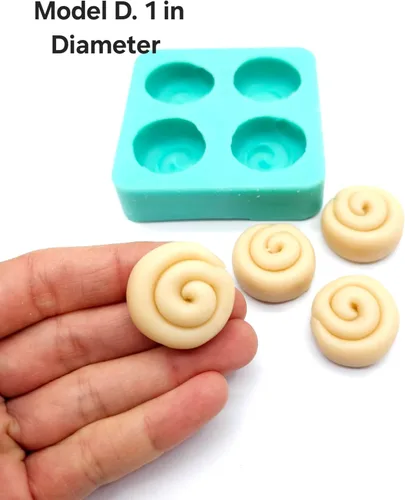 Miniatura 5 de Molde de rollo de canela - 1 pulgada de diámetro - Mini rollos de canela 4 cavidades Moldes de cera para derretir molde de bollo de canela Moldes