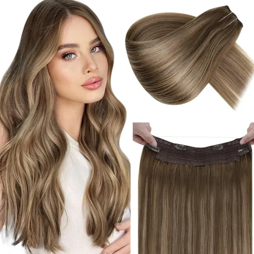 Miniatura 23 de LaaVoo Extensión de cola de caballo de cabello humano marrón para mujer, extensiones de cola de caballo marrón oscuro, extensiones de cabello humano