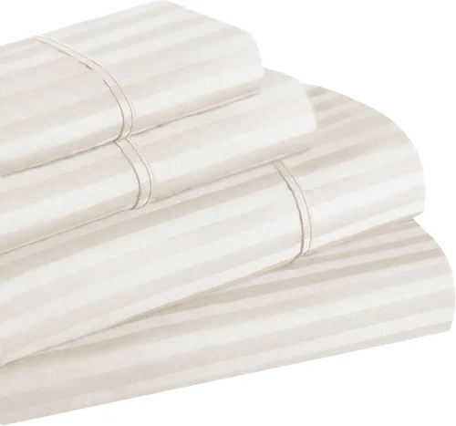 Miniatura 2 de Superior Egyptian Cotton 300 Thread Count Bed Sheet Set, 1 Elastic Deep Pocket Fitted Sheet, 1 Flat Sheet, 2 Pillowcases, Daily Sheets, Luxury Home