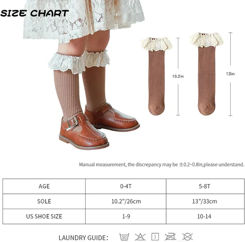 Miniatura 6 de Calcetines largos con volantes para bebés y niñas de 6 a 12 meses