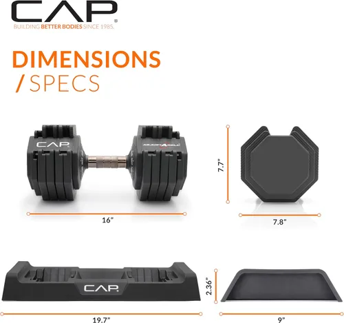 Miniatura 46 de CAP ADJUSTABELL - Juego de mancuernas ajustables de selección rápida de primera calidad para entrenamiento de fuerza, individuales y pares, 12.5