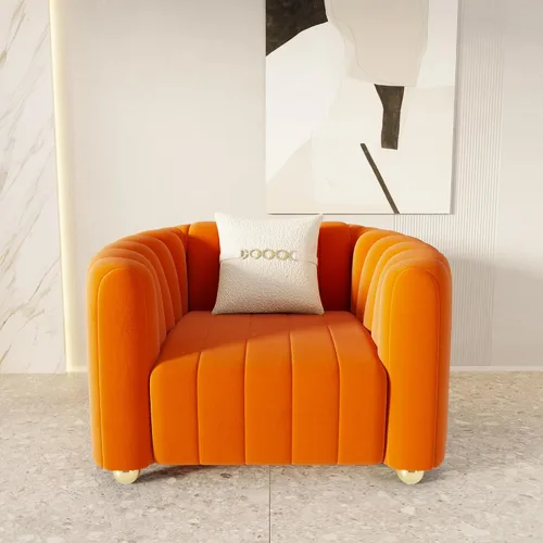 Miniatura 11 de Sofá de terciopelo de 42 pulgadas para sala de estar, sofá individual moderno con patas de esfera de metal dorado (negro, 1 plaza)