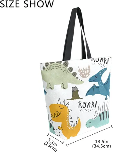 Miniatura 4 de SUABO Bolsa de asas de cocina reutilizable para comestibles, bolsa de compras de lona para exteriores Dinosaurio