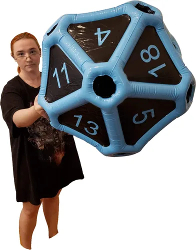 Miniatura 11 de Black Bazaar Dados grandes D20 inflables extra grandes gigantes para juegos DND RPG de mesa Juego de rol Calabozos y dragones Negro y rojo