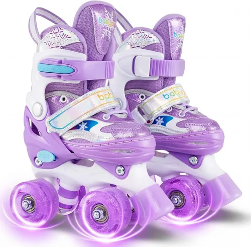 Miniatura 13 de BABY JOY Patines de ruedas de mariposa, 4 tamaños ajustables para niñas, adolescentes y adultos de 5 a 8 a 13 años o más, con ruedas iluminadas
