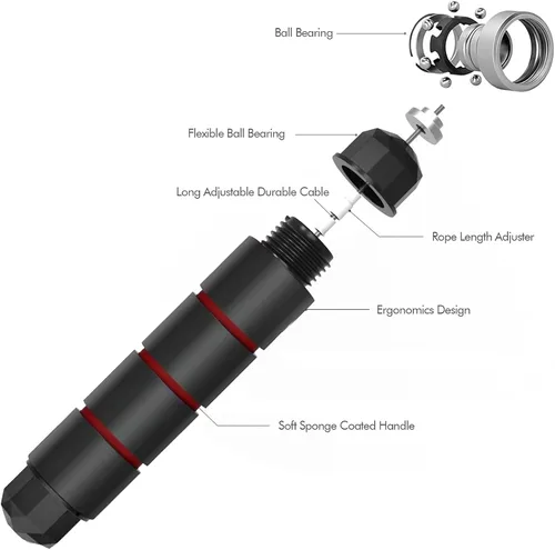 Miniatura 5 de Cuerda para saltar, cuerda de saltar ajustable, cuerda de saltar sin enredos con rodamientos de bolas rápidos, adecuada para hombres, mujeres