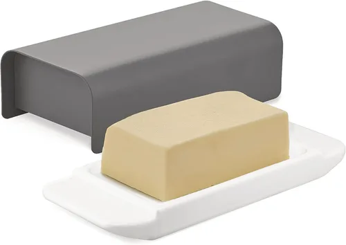 Miniatura 3 de Alessi Mattina BG04 DG - Mantequera de porcelana con tapa en acero inoxidable 18/10, color con resina epoxi, color gris oscuro
