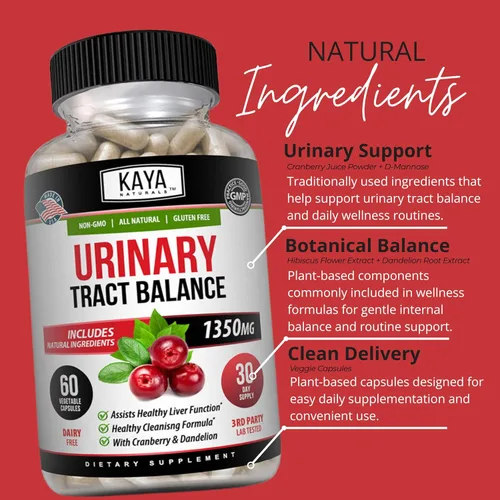Miniatura 5 de Kaya Naturals - D-manosa - Limpieza del tracto urinario UT y salud de la vejiga - Hecho con arándano, hibisco y raíz de diente de león - Cápsulas