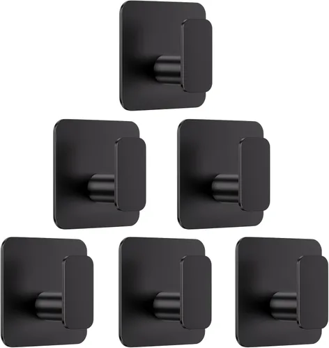 Miniatura 10 de Aikzik Ganchos Negros para Colgar de Servicio Pesado, Ganchos Adhesivos para Ducha, Baño, Cocina, Bata, Toalla, Abrigo, Gancho Impermeable y Negro 4