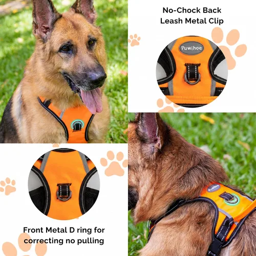 Miniatura 4 de Arnés antitirones para perro pequeño con 2 hebillas de liberación rápida y mango de fácil control, chaleco suave reflectante sin estrangulamiento