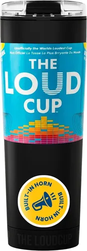 Miniatura 30 de The LoudCup - Botella de agua reutilizable de 23 onzas (blanco hielo) - Vaso de viaje 2 en 1 y Noisemaker - Sin BPA, bocina de soplado y taza