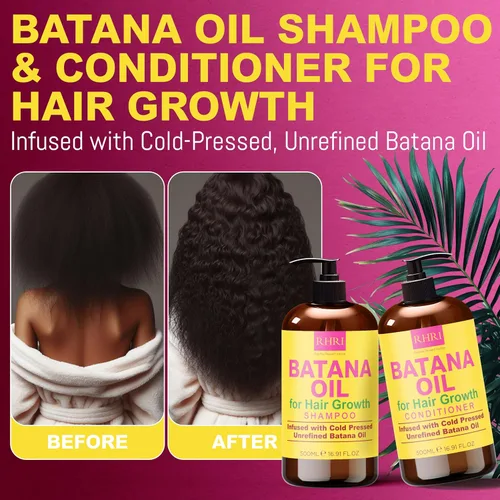 Miniatura 10 de Juego de champú y acondicionador de aceite Batana Aceite de batana orgánico crudo para el crecimiento del cabello Tratamiento aclarante