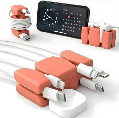 Miniatura 10 de CordBrick Soporte de cable ponderado de silicona y acero para mesita de noche. Organizador de cargador de teléfono de viaje. Accesorio útil